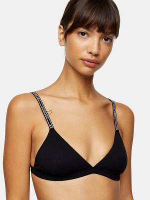 Black Branded Jersey Triangle Bra