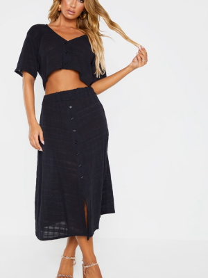 Black Cotton Button Up Beach Skirt