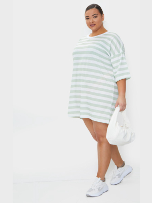 Plus Sage Green Contrast Stripe Oversized...