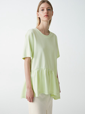 Asymmetric Gathered Cotton Top