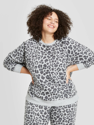 Women's Leopard Print Graphic Sweatshirt - Gray