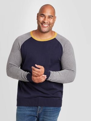 Men's Colorblock Big & Tall Regular Fit Crewneck Sweater - Goodfellow & Co™ Navy