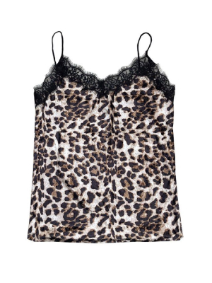'leda' Leopard Print Lace Cami Top