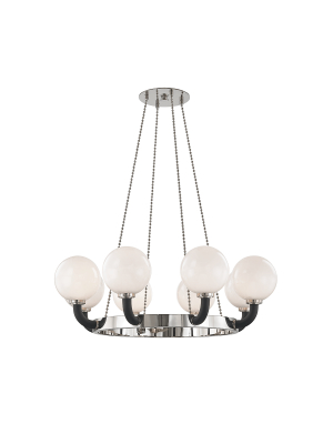 Hudson Valley Lighting Werner 8-bulb Pendant - Polished Nickel & Black & Opal