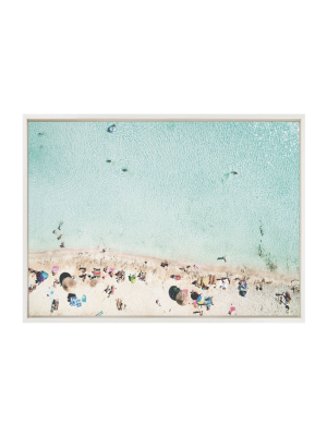 23" X 33" Sylvie Beach From Above Framed Canvas By Amy Peterson White - Designovation