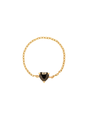 Heart Chain Ring - Onyx