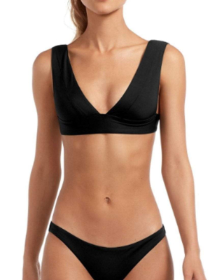 Vitamin A Ecolux Magnolia V-neck Bikini Top In Black