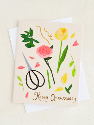 Floral Cuttings Anniversary Card