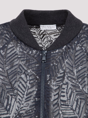 Brunello Cucinelli Leaf Embroidered Jacket