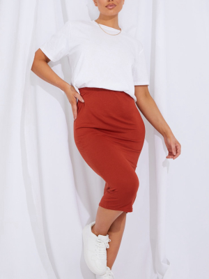 Rust Basic Midi Skirt