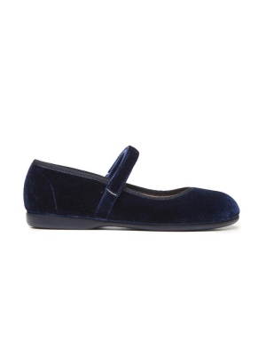 Classic Velvet Mary Janes In Navy