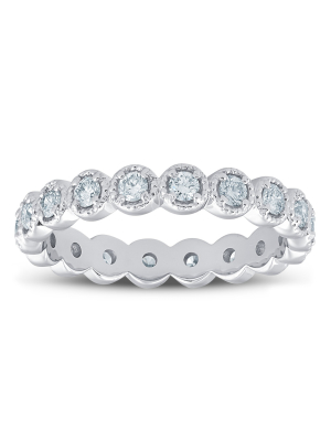 Pompeii3 3/4ct Staclable Diamond Wedding Vintage Eternity Ring 14k White Gold