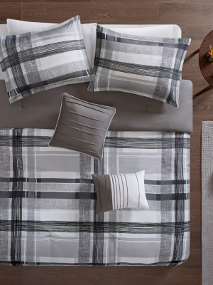 Slate Plaid Comforter Set Black