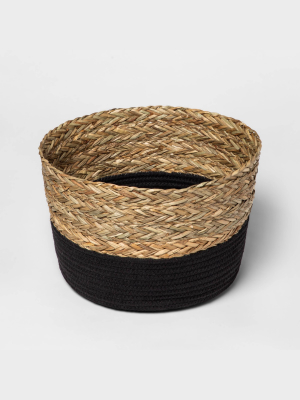 Round Basket In Braided Matgrass & Black Coiled Rope - Threshold™