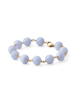 Blue Lace Agate & Gold Link Bracelet