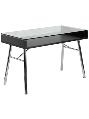 Astrid Black Aluminum Glass Top Desk