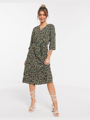 Jdy Midi Dress With Wrap Detail In Ditsy Floral