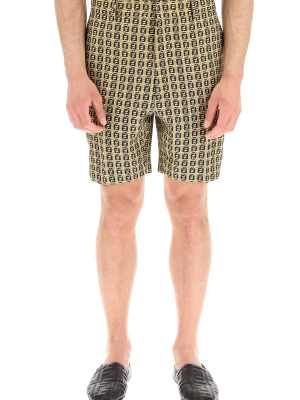 Fendi Ff Motif Woven Bermuda Shorts