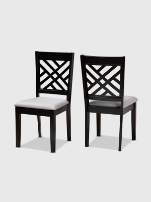 2pc Caron Upholstered Wood Dining Chair Set - Baxton Studio