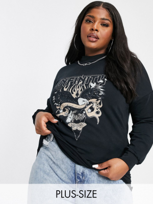 Yours Infinity Slogan Print Sweatshirt In Black