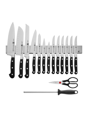 Zwilling J.a. Henckels Professional "s" 16-pc Knife Set With 17.5" Stainless Magnetic Knife Bar