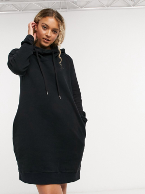 Allsaints Kaye Hooded Sweatshirt Dress In Black