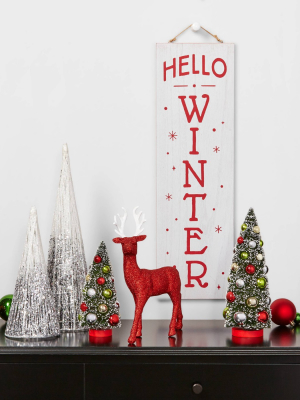 Glitter Deer Decorative Figurine Red - Wondershop™
