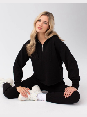 Crop Hoodie W. Zip / Black