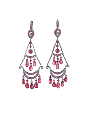 Red Spinel & Ruby Chandelier Earrings