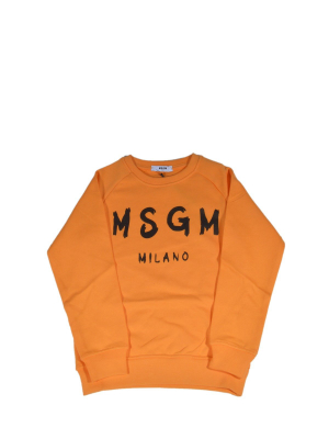 Msgm Kids Logo Print Crewneck Sweatshirt