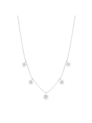 Large Floating Diamond Necklace - White Gold