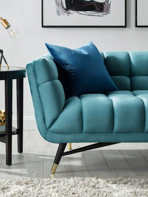 Adrianna Upholstered Velvet Sofa Sea Blue