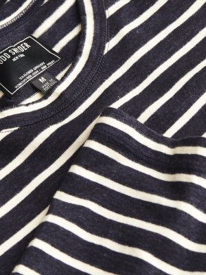 Issued By: Japanese Nautical Striped Tee In Original Navy