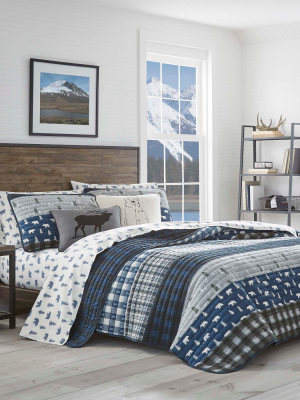 Eddie Bauer Creek Plaid Quilt Set Blue