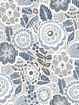 Lucy Floral Wallpaper In Grey From The Bluebell Collection By Brewster Home Fashions