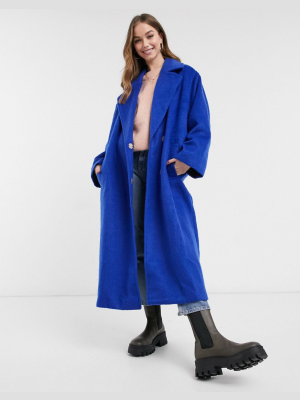 Asos Design Oversized Slouchy Coat In Cobalt