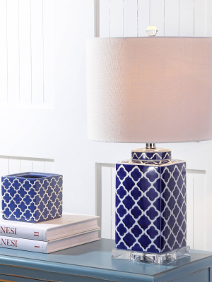 23" Clarke Chinoiserie Table Lamp (includes Led Light Bulb) Blue - Jonathan Y