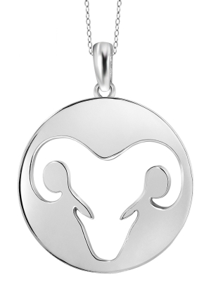 Aquarius Aries Pendant Necklace In Sterling Silver - 18"