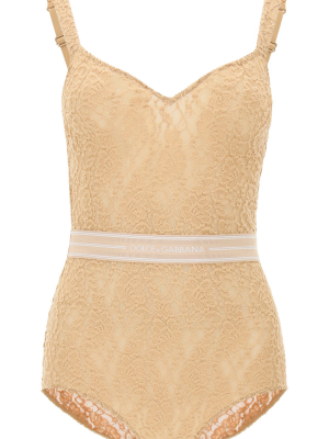 Dolce & Gabbana Lace Logo Band Bodysuit