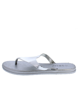Addision191 Silver Mirror Finish Slide On Y Thong Sandal