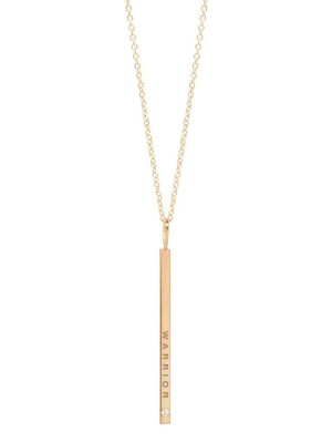 14k Thin Vertical Id Necklace With Diamond