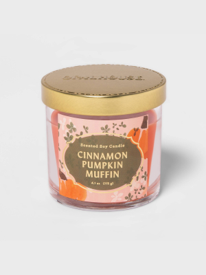 4.1oz Lidded Glass Jar Cinnamon Pumpkin Muffin Candle - Opalhouse™