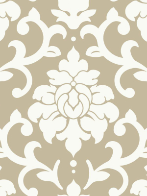 Damask Peel & Stick Wallpaper In Gold By Roommates For York Wallcoverings