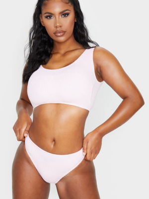 Baby Pink Fuller Bust Crinkle Deep Scoop Bikini...