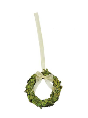 Preserved Boxwood Wreath With Ribbon