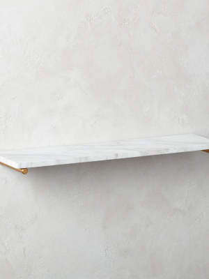 Small Brass And White Marble Shelf