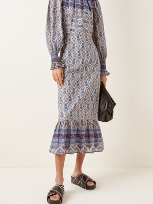 Verbena Printed Cotton-blend Midi Dress