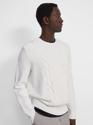 Crewneck Sweater In Cable Knit Viscose