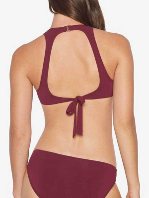 Robin Piccone Luca Cut Out Bikini Bottom In Rubine 181762-rbn