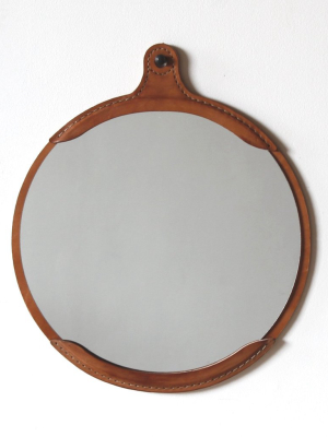 Fairmount Leather Round Mirror - Tan